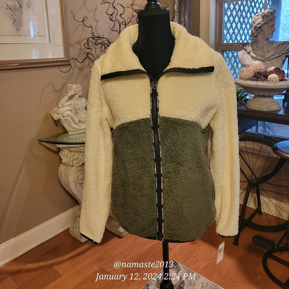 Lucky Brand Women's Faux Shearling Colorblock Jacket with Stand Collar #692 - Picture 4 of 9